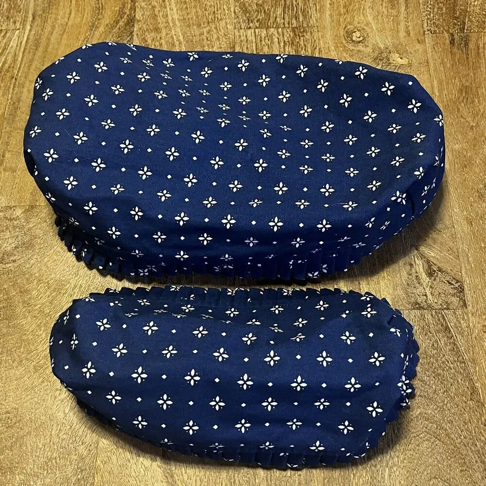 LONGABERGER Heritage Blue UP Ruffle BASKET LINERS Two Size Set